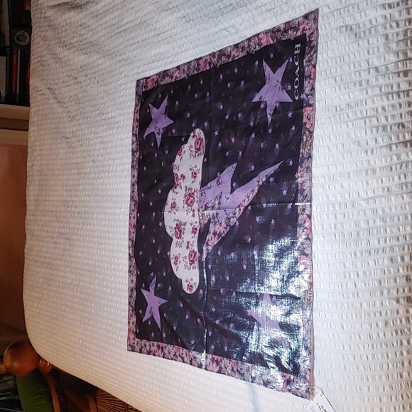 NWT Coach Dusty Lavender Glam Rock Lame Bandana Silk Blend - Picture 3 of 7